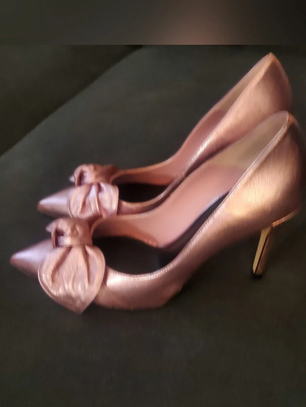 Ted Baker RYAL Metallic Pink Pointed-Toe Bow Stiletto Pumps - Women SZ 9.5